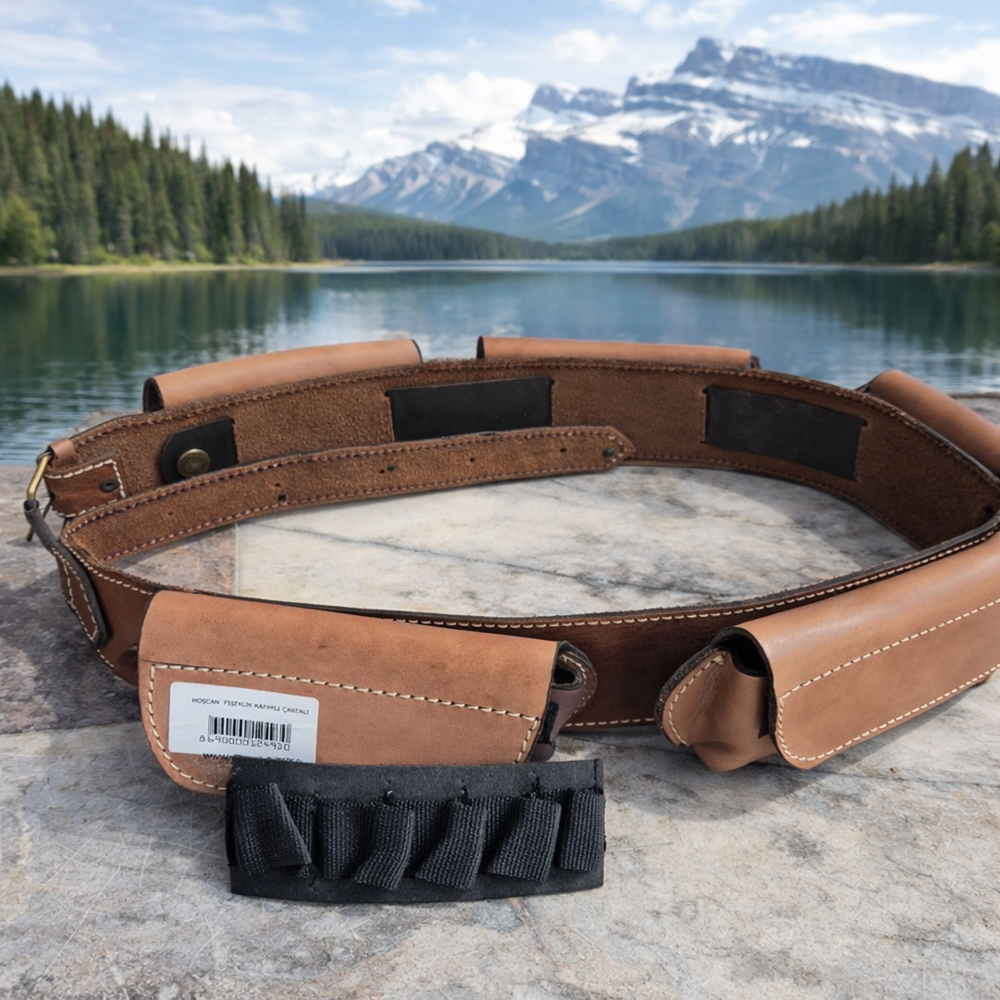 KaptanAV Deri Fişeklik Kapaklı Cantalı