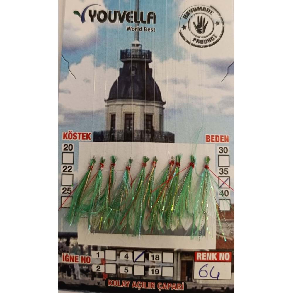 Çinekop Çaparisi UV-GLOW Simli 10 İğne Kolay Açılan Çapari
