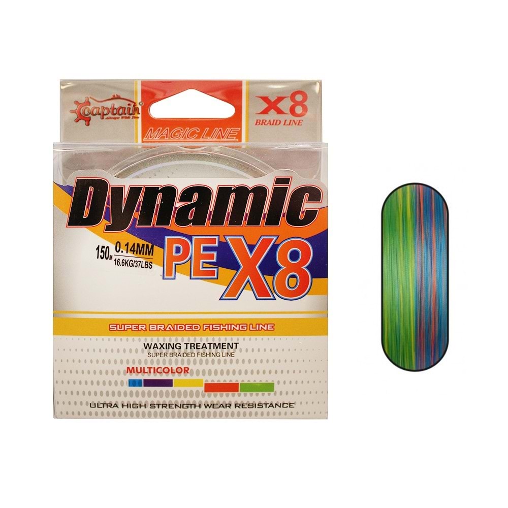 Captain Dynamic Soft PE 8 Örgü İp Misina 150mt Multi Color - 22 MM