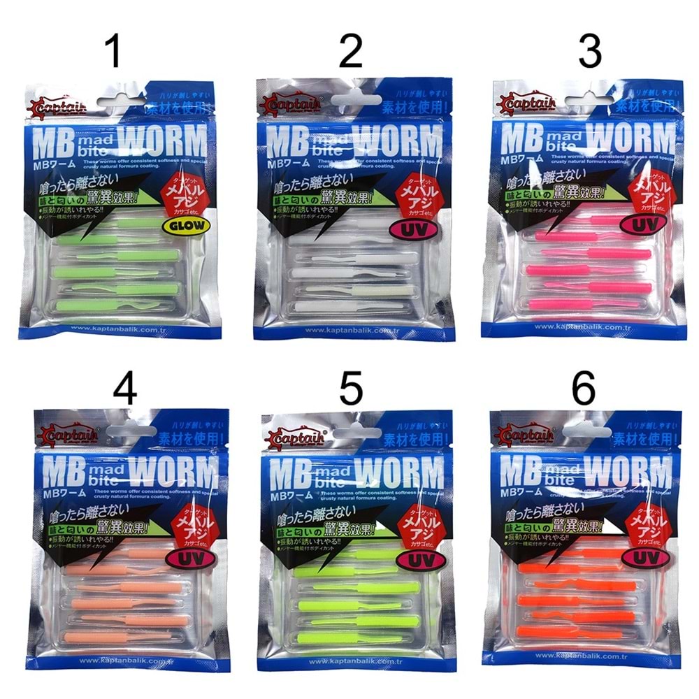 Captain 3520 Mini Worm Floating 5 cm Aromalı LRF Silikon Yem 10'lu