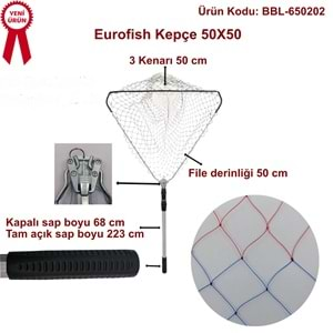 EUROFİSH TELSKOPİK KEPÇE 50x50 MİSİNA TORLU 223 cm