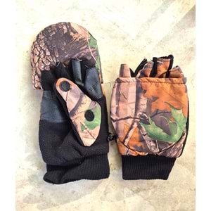 KaptanAV Avcı Eldiveni Kesik Parmaklı Orman Kamuflajı