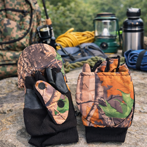 KaptanAV Avcı Eldiveni Kesik Parmaklı Orman Kamuflajı