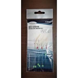 FLADEN ÇAPARİ FEATHER RIG BEYAZ TÜYLÜ+SİM 6 İGNE+FOSFORLU BONCUK NO:6