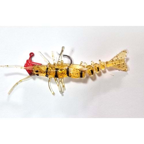 ZOKALI SİLİKON KARİDES SİMLİ BAL RENGİ ÇİZGİLİ 8 cm 7,5 gr