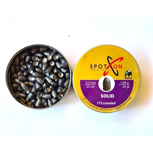 SpotOn 5.5mm Solid Havalı Tüfek Saçması (26 Grain/1,68 gr)